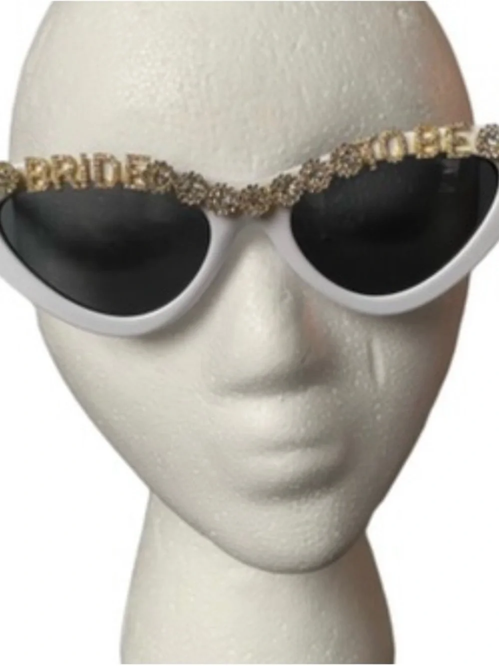 Bride To Be Rhinestone Accent White Cat Eye Sunglasses